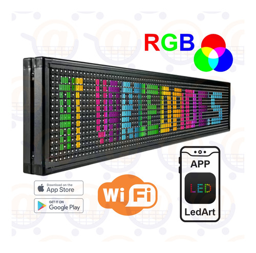 Letreiro Led Rgb 100x20 Painel Led Wifi App Cores Editáveis