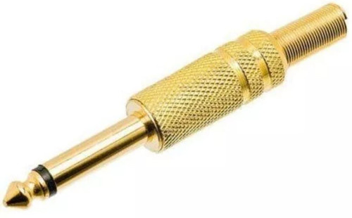 Plug P10 Stereo Metal Dourado Com Mola H-gold