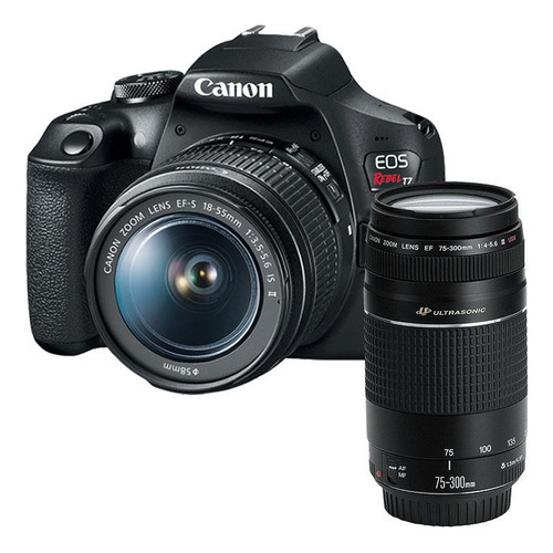 Canon Eos Rebel T7 + Lentes 18-55mm E 75-300mm - 24.1mp