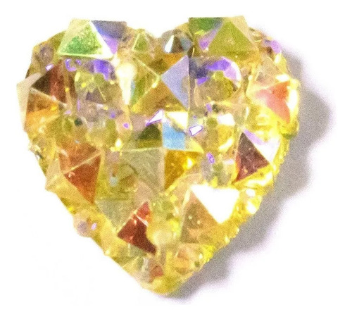 Corazón De Acrílico Con Glitter · 15x14mm · Base Lisa