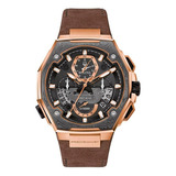 Relógio De Couro Bulova Precisionist Original Ed Lim Para Homens, Cor Da Pulseira: Marrom, Moldura, Cor De Fundo Cinza, Cor De Fundo: Preto