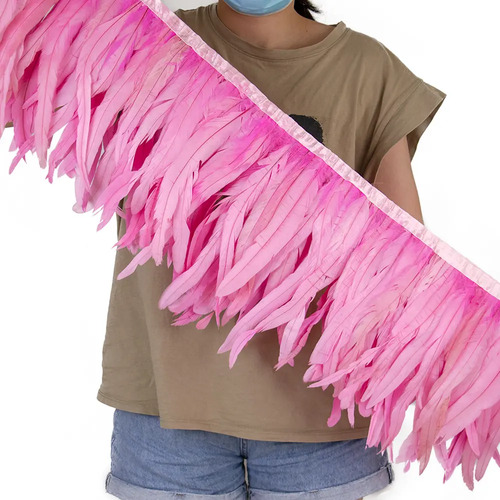 1 Metro Cinta Plumas Gallo Largas 25-30cm Costura Rosas Ropa