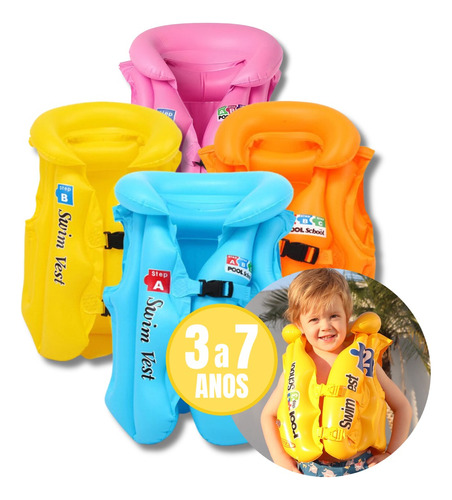 Boia Infantil Colete Unissex Confortável Segurança Colorido