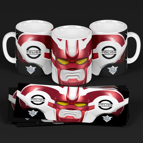 Taza De Cerámica Cybercops 3d Premium En Caja 