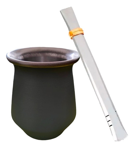 Mate Acero Inoxidable Térmico Rombo Bombilla Chata Premium