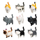 9pcs Pvc Gatos Figuras Escritorio Gatito Muñecas Adornos