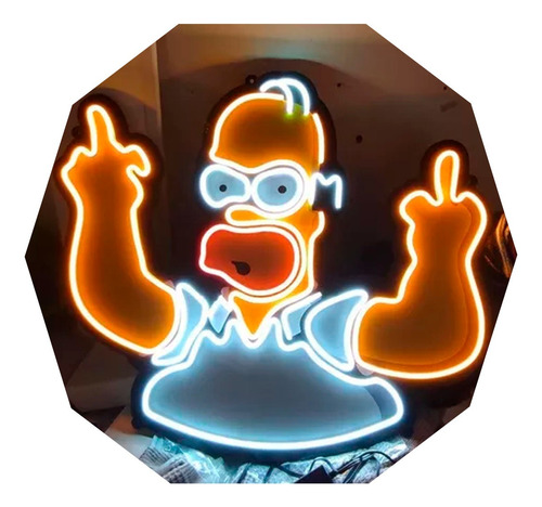 Cartel Homero Simpson En Neón Led / Flex / Luminoso / Deco