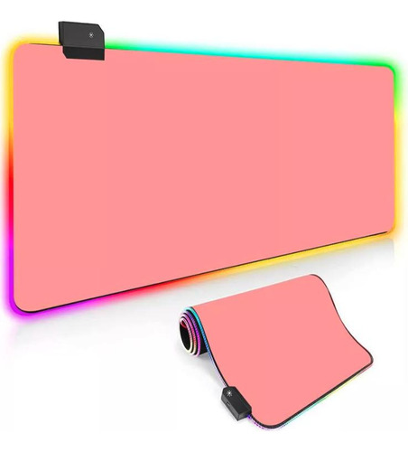 Mousepad Gamer 80x30cm Rgb Rosa Pink E-girl 7 Cores Ajustáve