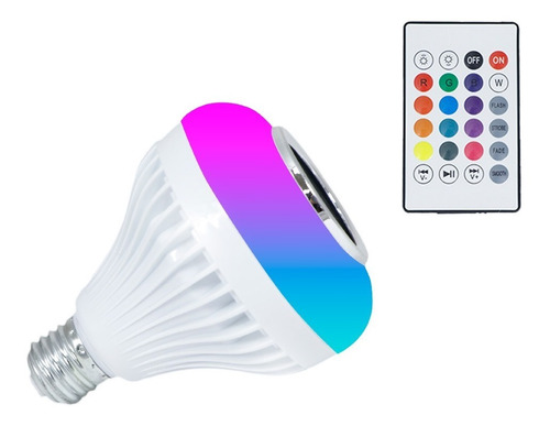 Foco Led Multicolor Bocina Bluetooth Control Remoto Rgb