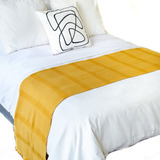 Pie De Cama, Camino Decorativo Tejido Artesanal King Size Color Mostaza