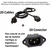 20 Conector Macho Interlock C14 Para Chasis + 20 Cables Cpu