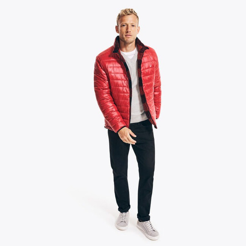 Chamarra Hombre Nautica Quilted Fleece Chaqueta Casual Rojo