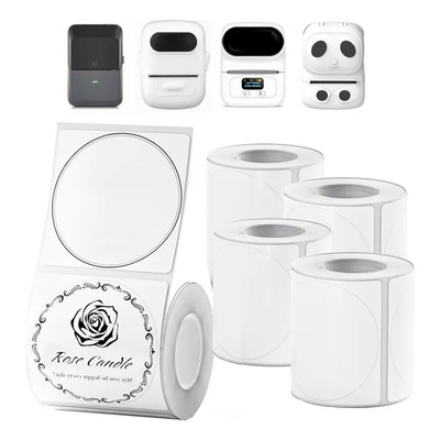 S ^^ 5 Rollos De Etiquetas Térmicas Circulares For Holyhah