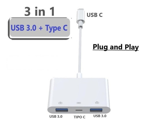 Adaptador Duplo Usb 3.0 Usbc  Para Macbook Samsung Pendrive