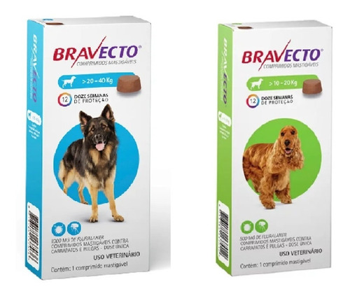 Combo Bravecto Cão 1x 10-20kg E 1x 20-40kg