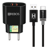 Kit Carregador Dual Usb + Cabo Para Moto G14 G24 G34 G54 G84