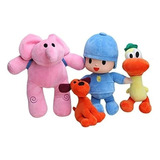 Juego De 4 Figuras De Peluche Pocoyo Elly Pato Loula De Color Rosa Chicle