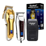 3 Maquinas Kemei Profissional Corte Acabamento Shaver