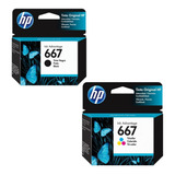 Kit Cartucho Hp 667 Preto + 667 Colorido Original 2376 2776