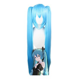 Vocaloid Miku Hatsune Peluca Cosplay Largo Pelo Azul 110cm A