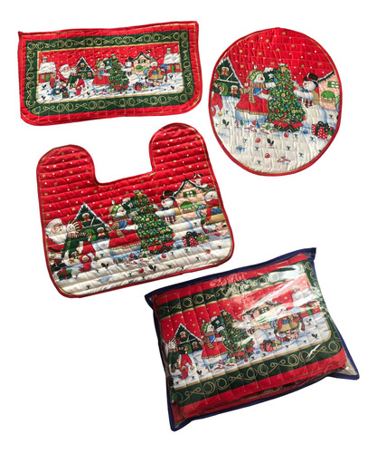 Juego De Baño 4 Piezas . 1 Tapete Rectangular C... Navidad