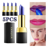 Lápiz Labial Mágico De Colores Cambiantes De Temperatura 5pc