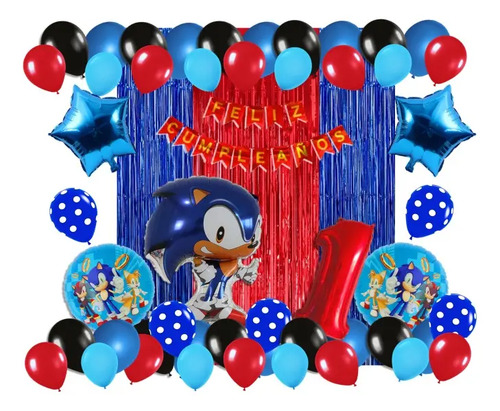 Kit Globos Metálicos (48 Pzas) - Fiesta Temática Sonic