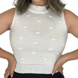 Cropped Top Tricot Modal Regata Larga Outono Moda Feminina 