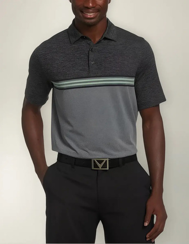 Polo Golf Callaway Yarn-dyed Ventilated Jaspe Gris Hombre Cg
