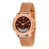 Relógio Feminino Lince Rosé Anadigi Lar4714l Fundo Marrom 