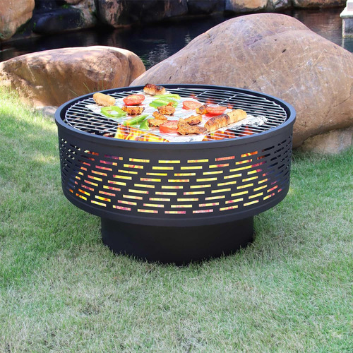 Fogata De Leña Con Parrilla, Mesa De Hoguera Al Aire Libre C