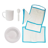 Set Kit Escolar Toalla, Mantel, Serv, Taza, Plato, Cuchara