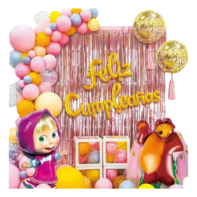 Kit Globos Decoración Para Fiesta Cumpleaños Masha Y El Oso | MercadoLibre