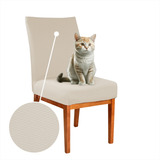 Kit 6 Capa Para Cadeira De Jantar Anti Gato Matelada Creme