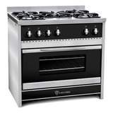 Cocina Industrial Cook & Food Chiara Cf90 A Gas/eléctrica 5 Hornallas  Negra 220v Puerta Con Visor