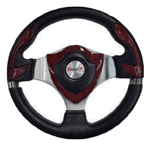 Volante Bronx Automotriz Negro Cromo/madera Escudo