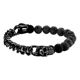 Pulsera Gótica Punk Rock Calavera Cubana Hombre Inoxidable