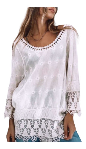 Blusa Hindu Calada Blanda Broderi Amplia Folk Importada