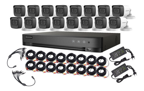 Kit Hikvision Hdtvi Dvr 16ch 16 Camaras Fhd 1080p Xvr