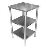 Mesa Isla Doble 100% Acero Inox 60x60x90 Marca Ferrinox