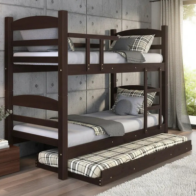 Treliche Beliche Reta Com Cama Auxiliar Madeira Maciça Cor Tabaco Marrom-escuro | MercadoLivre