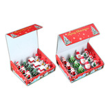 Caja De Regalo Con Velas Pequeñas Pintadas De Navidad, 24 Pi