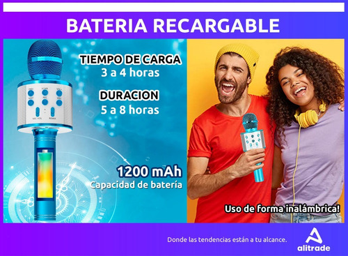 Micrófono Karaoke Niños 5w Bluetooth Efectos De Voz Parlante
