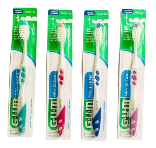 Kit De 4 Cepillos Gum Oral-clean Medio 360