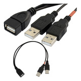 30 Cm Usb 2.0 A Power Enhancer Y 1 Hembra A 2 Macho Cable De