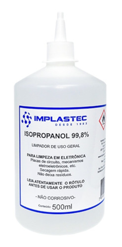 Álcool Isopropilico Puro 99,8% 500 Ml Limpador Implastec
