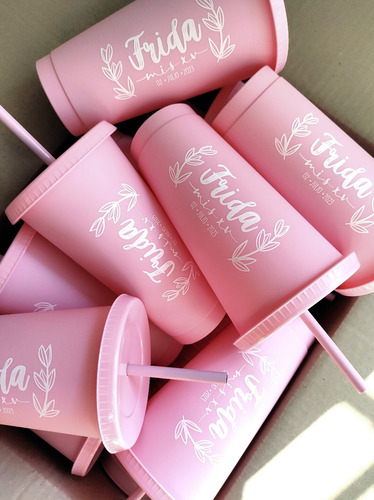 Vaso Reusable Con Popote. 25 Piezas Personalizadas