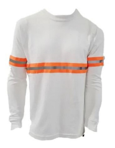 Playera Manga Larga Con Reflejante Textil Naranja