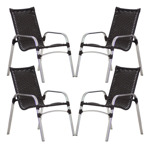 Kit 4 Cadeiras Emily Em Alumínio E Fibra Trama Original