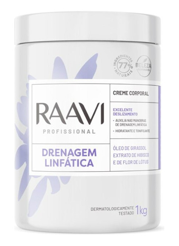 Creme Para Drenagem Linfática Raavi 1kg